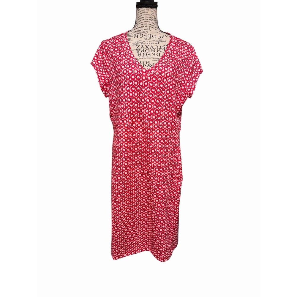 L.L. Bean Women Sz Lg Reg V-Neck Short Sleeve Travel Sporty Zip Pocket Dress NWT